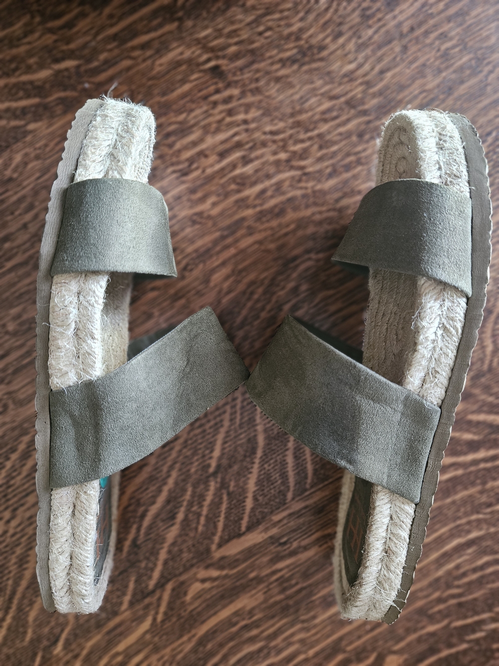 Haute Hippie Nori Olive Green Espadrille Slide Sandals Size 8 - Picture 2 of 5